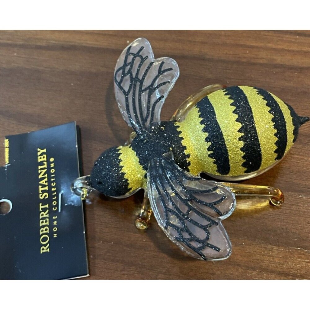 Robert Stanley Blown Glass‎ Bumblebee Bee Christmas Holiday Ornament NEW